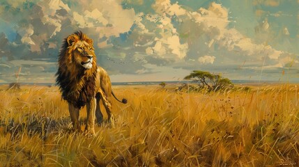 Canvas Print - Lion majestic wallpaper