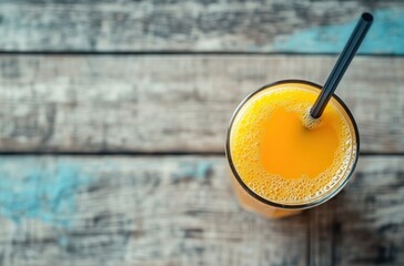 Canvas Print - Refreshing Orange Juice on Wooden Table