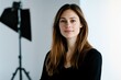 © id512 - confident young woman posing in a professional photography studio, portrait of a female model in casual attire