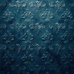 intricate floral pattern embossed on a teal surface
