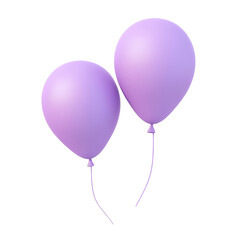 Wall Mural - two purple balloons 3d render icon isolated on transparent background cutout