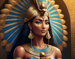 Ancient Egyptian goddess of fertility and motherhood Maat. Fantasy Ancient Egypt. AI