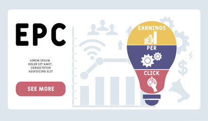 Poster - EPC - earnings per click acronym. business concept background. vector illustration concept with keywords and icons. lettering illustration with icons for web banner, flyer, landing