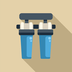 Sticker - Illustration of a double water filter system purifying drinking tap water, promoting clean and healthy hydration