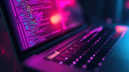Closeup of a Laptop with Code on the Screen