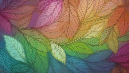 Wall Mural - multi-colored background with leaves. pattern of leaves on the wall in transparent style.