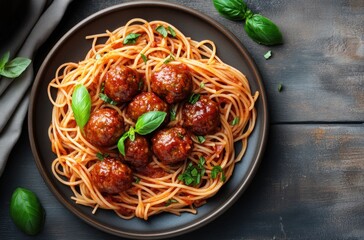 Canvas Print - Spaghetti and Meatballs, Italian Cuisine