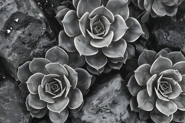 Canvas Print - black and white flower