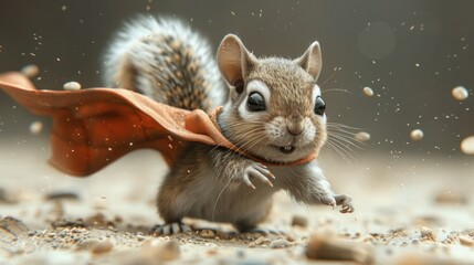 Super Squirrel: Fun and Playful Superhero Isolated on White Background