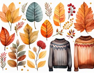 A digital planner sticker set that embraces the coziness of sweater weather in autumn with watercolor designs