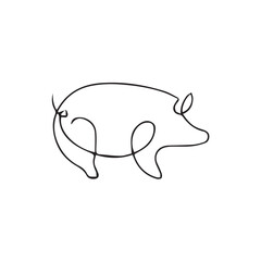 pig  one line art, continuous line art, animal, illustrations