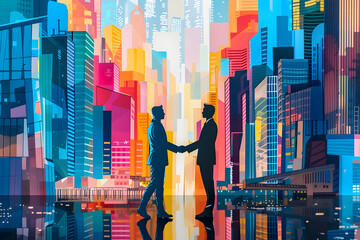 Canvas Print - Two business man in city 