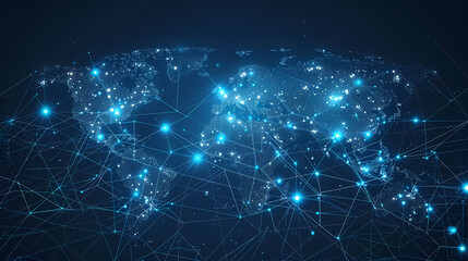 2d illustration world map abstract background.global network connection. world map point and line co