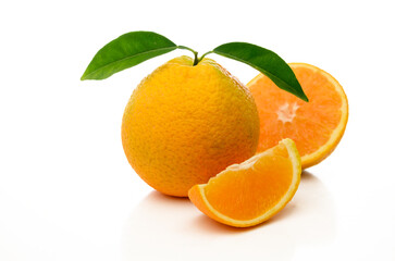 Close-up of orange slice against white background