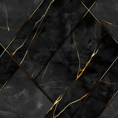 Wall Mural - Black marble background with golden line, pattern for seamless