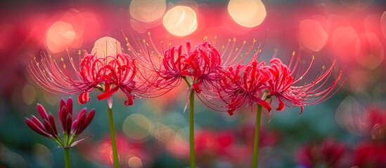 Wall Mural - A bouquet of red flowers with a blurry background