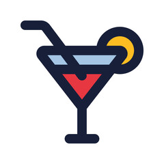 Poster - cocktail flat line icon