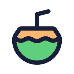 Poster - coconut water flat line icon