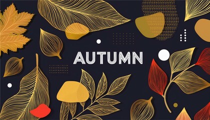 Wall Mural - Autumn and gold background modern. Abstract shape and autumn elements.