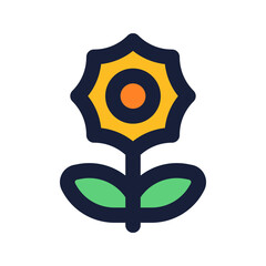 Sticker - sunflower flat line icon