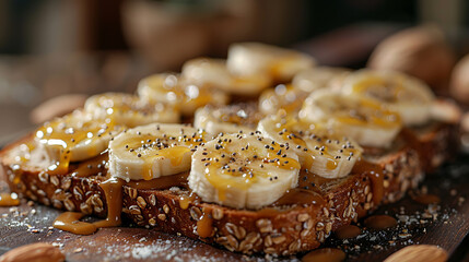 Wall Mural - Almond butter spread on whole grain bread
