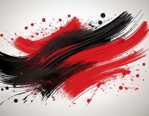 Wall Mural - Brush strokes in black and red. Bundle of black and red color splatters