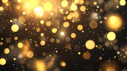 Wall Mural - Christmas texture with golden bokeh particles and highlights on dark background