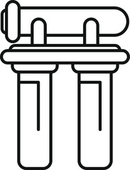 Sticker - Simple black and white icon of a double water filter, purifying tap water for drinking