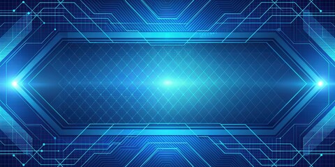 Fototapete - Blue geometric tech background with linear pattern, abstract, geometric, blue, tech, background, pattern, linear, design