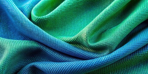 Poster - Textured background of polyester fabric in various shades of blue and green , textured, polyester, background, fabric, material