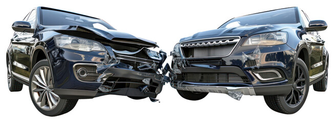 Canvas Print - PNG Two cars collision damage accident