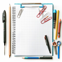 Stationery for school and officee isolated on transparent or white background