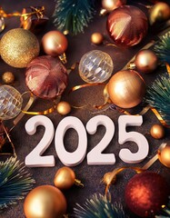 Wall Mural - New year 2025. Date numbers 2025