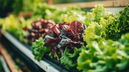 Canvas Print - Close-up of a hydraulic vegetable garden, highlighting the lush growth of produce in a cutting-edge