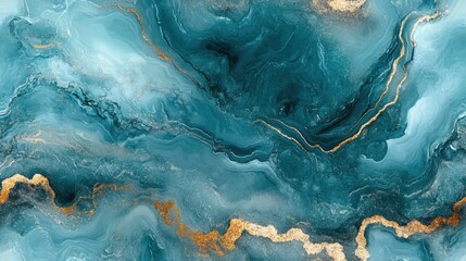 Canvas Print - A stunning abstract turquoise and gold marble texture, perfect for backgrounds, website designs, and artistic projects.