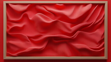 Wall Mural - abstract red background with wooden frame. Mock up for product presentation