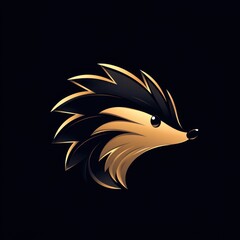 Canvas Print - A stylized golden hedgehog illustration on a dark background.