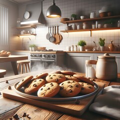 Wall Mural -  cozy kitchen scene with a baking theme featuring freshly baked cookies