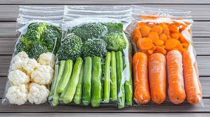 Packaged frozen vegetables with frost forming on the bag, Frozen freshness, Nutrient preservation