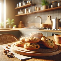 Wall Mural -  cozy kitchen scene with a baking theme featuring freshly baked cookies