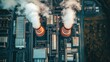 © Chantip - Industrial power plant from above with vibrant steam rising from cooling towers, creating a dynamic contrast between technology and nature