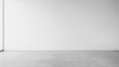 © Hanna - White empty room wall with soft light and copy space. Empty white wall background. Bright minimalistic empty abstract studio room with gray wall and concrete floor
