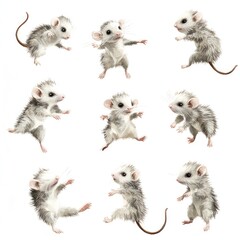 Sticker - A collection of cute, cartoon-style mice in various playful poses.