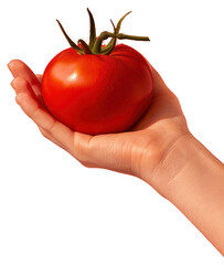 Poster - PNG Hand holding a tomato vegetable produce person.