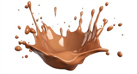 A delicious chocolate bar is smashed in a chocolate splash, then cut out