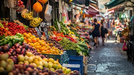 Wall Mural - Colorful Produce Displayed at an Outdoor Market