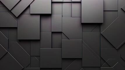 Wall Mural - futuristic black abstract geometric background, 3d illustration