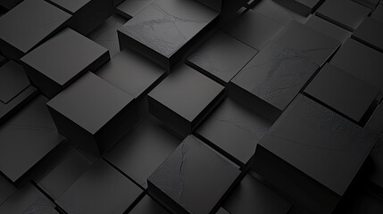 Wall Mural - futuristic black abstract geometric background, 3d illustration