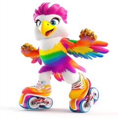 Poster - A colorful bird character on roller skates, showcasing a playful and vibrant design.