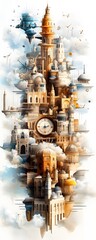 Wall Mural - Floating City Collage.